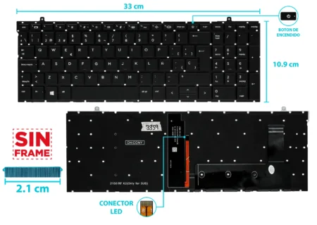 TECLADO HP_450-G9 /455-G9 ESPAÑOL ILUMINADO -ENTER BOTA -INTERNO (04151) M-3