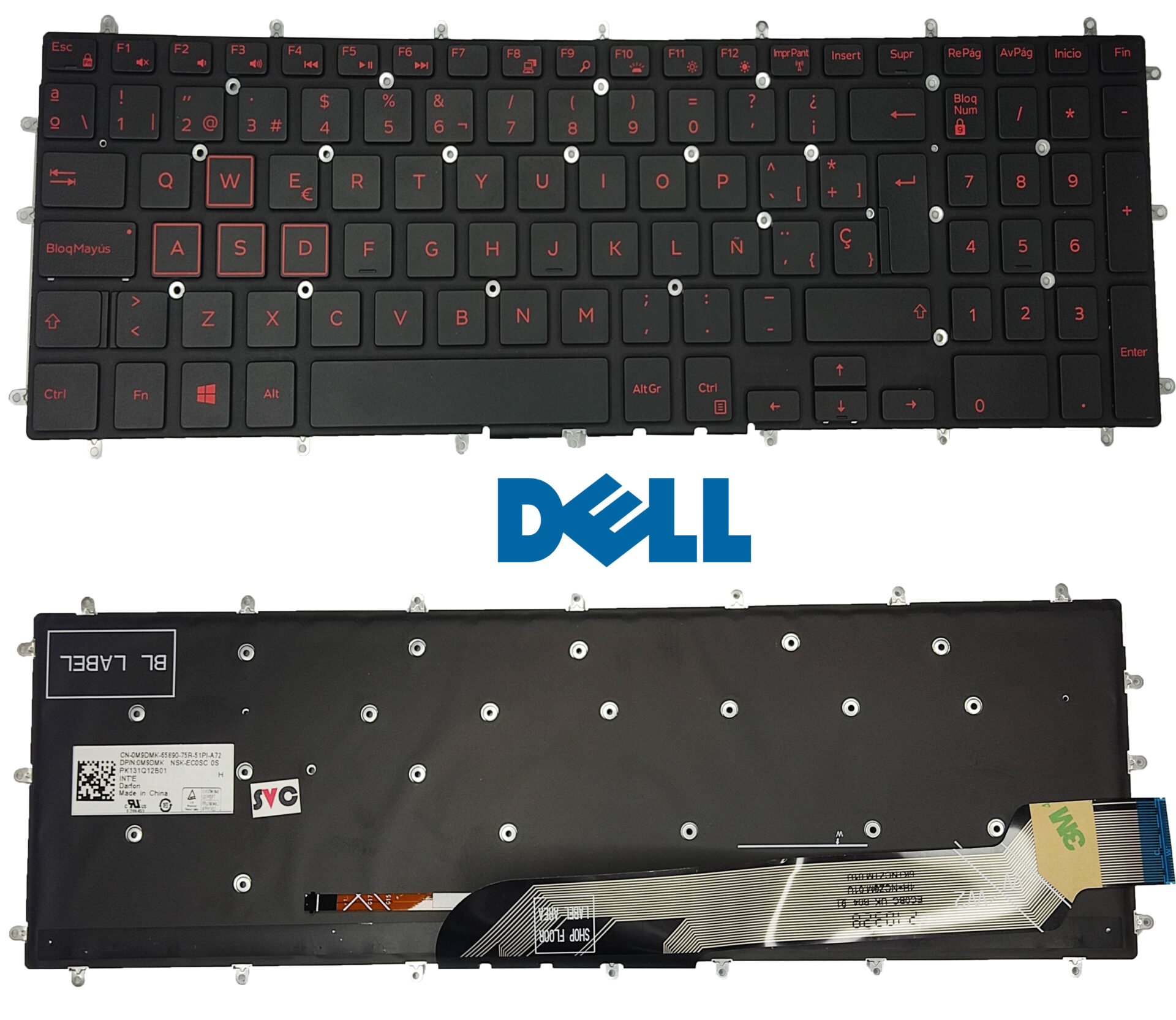 TECLADO DE_TECLADO DELL_G5-5587 /5590 /G5 SE 5505 /G7 7588 ROJO ILUMINADO (02110) b-4