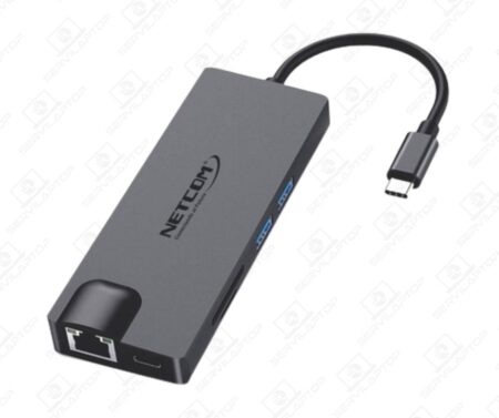 ºADAPTADOR TIPO C 8 EN 1 NETCOM TA0122- TYPO C - HDMI - VGA - USB 3.0 X2 - RJ45 - SDCARD-MICRO SD (00040)