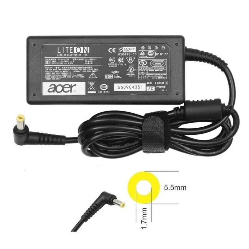 CARGADOR ACER 19.0V 3.42 P.AMARILLA (00487) - Imagen 2